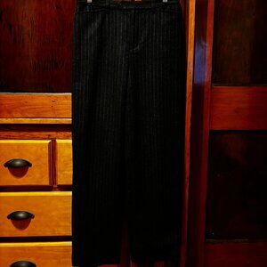 Vintage GAP Factory Dark Gray w/ Pinstripes Lined Wool Blend Dress Pants Sz 4